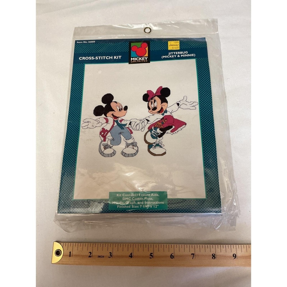 Mickey Unlimited Jitterbug Mickey Minnie Cross-Stitch Kit Vintage Disney 36009